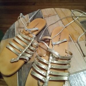 Lucky Brand Colette Women's Gold Metallic Gladiator Sandals Size 9